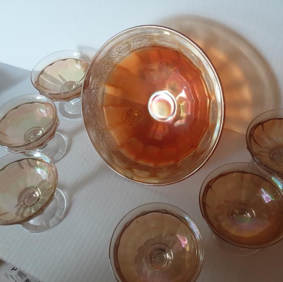 Carnival Glass Dining Marigold Carnival Glass Dessert Set Poshmark